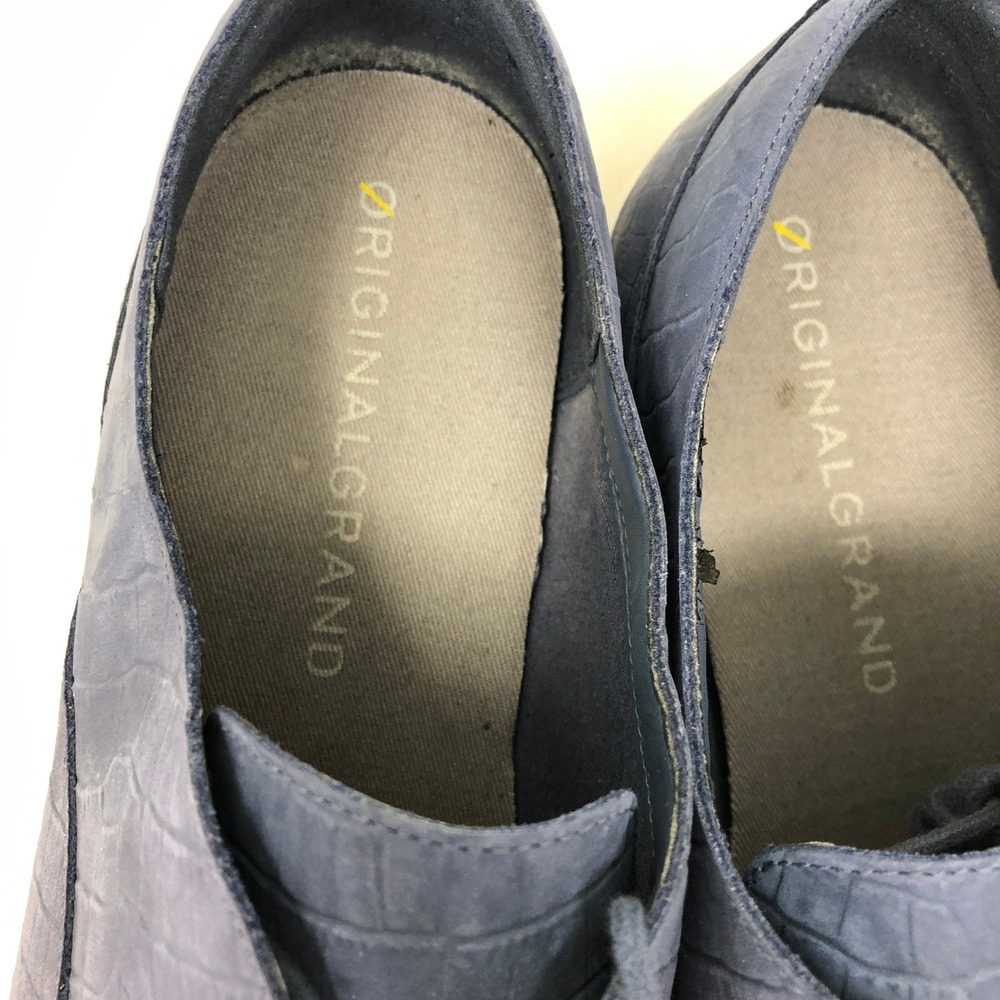 Cole Haan Womens 10 OriginalGrand Oxford Blue Croc Embossed Leather Shoes - Picture 4 of 10